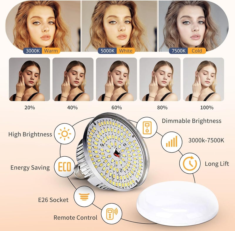 UBeesize Softbox Photography Lighting Kit, 20'' x 20'' Professional Softbox Lighting Kit with 85W 3000-7500K LED Bulbs, Studio Lights for Photography/Video Recording/Portraits Shooting/Live Streaming - Image 2